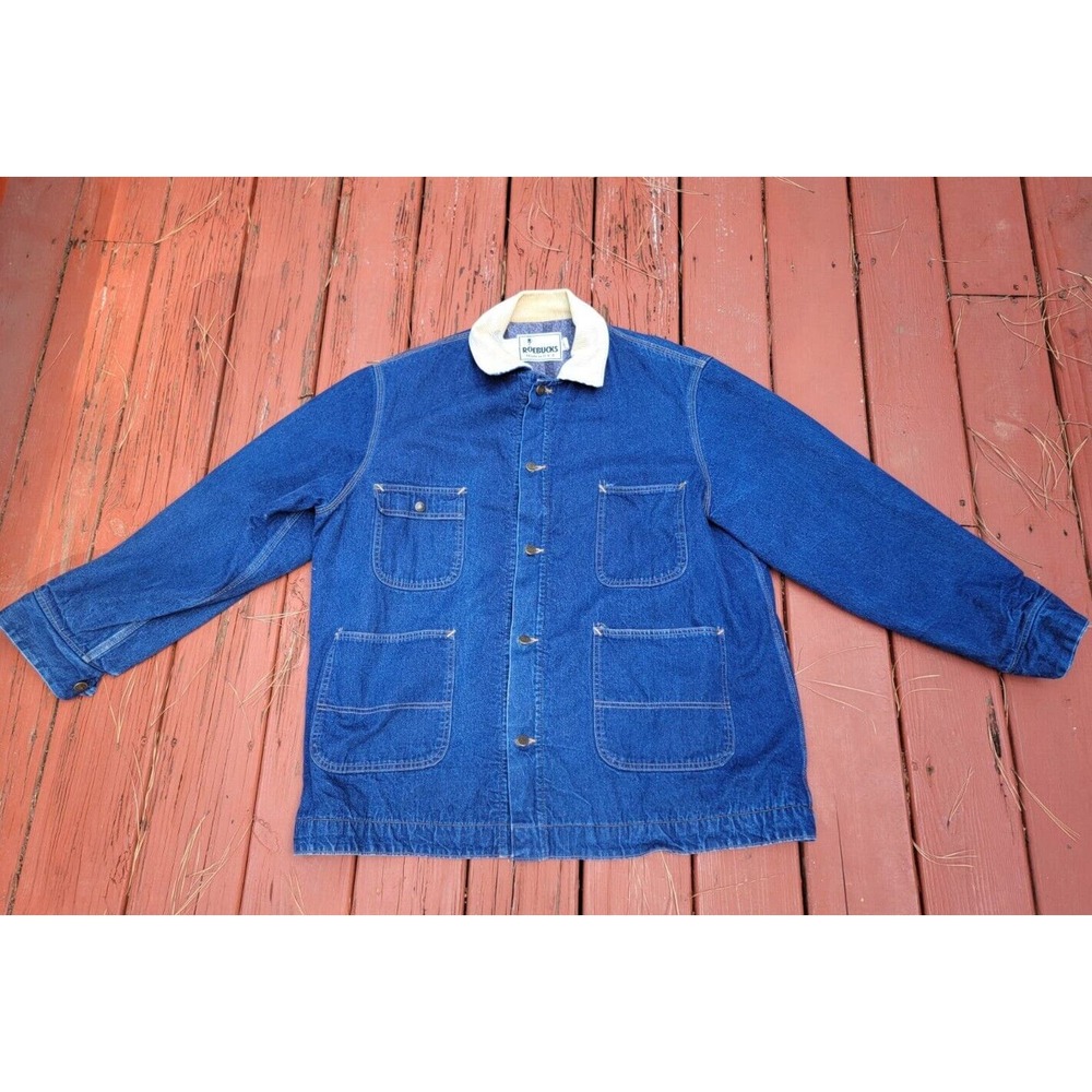 Vintage Sears Roebucks Denim Blanket Lined Chore Coat USA Made 2XL XXL 50-52